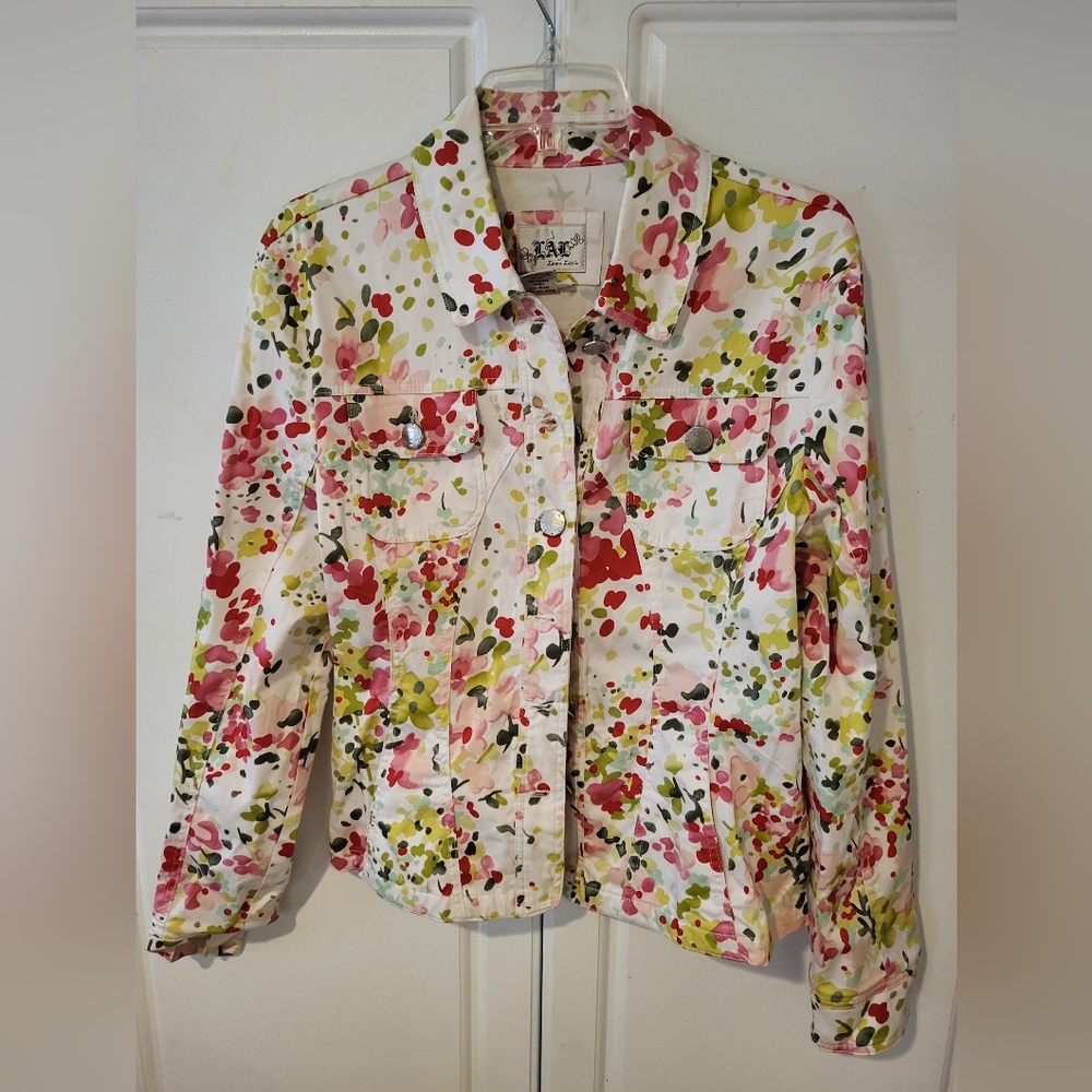 Live A Little Floral Spring Boho Jacket Size Large LAL